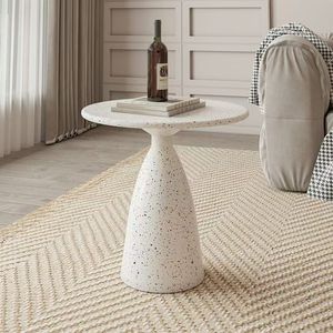 <span class=keywords><strong>Table</strong></span> d'appoint ronde en <span class=keywords><strong>terrazzo</strong></span> blanc moucheté, base sur piétement, <span class=keywords><strong>table</strong></span> d'appoint moderne minimaliste pour salon, petit espace, <span class=keywords><strong>chevet</strong></span> - Product Image 2