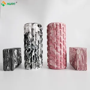 HUAYI Personalised Branded Gym Yoga Fitness Exercise 90cm Low Density Muscle Back Massage Hollow Eva Foam Roller Set