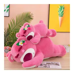 Wholesale Animal Toys Planking Strawberry Bear Cute Sleeping Yan Planking Cute Bear Plush Doll Throw Pillow Valentine'S