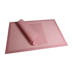 Tapete de silicone perfurado antiaderente premium para assar pão, almofada de malha para vaporizar, tapete com sabor rosa