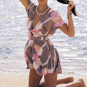 Mono Informal con Estampado Polinesio OEM, Mono de Lujo con Escote Profundo en V, Mono Personalizado de Tela Suave 100% Rayón - Product Image 2