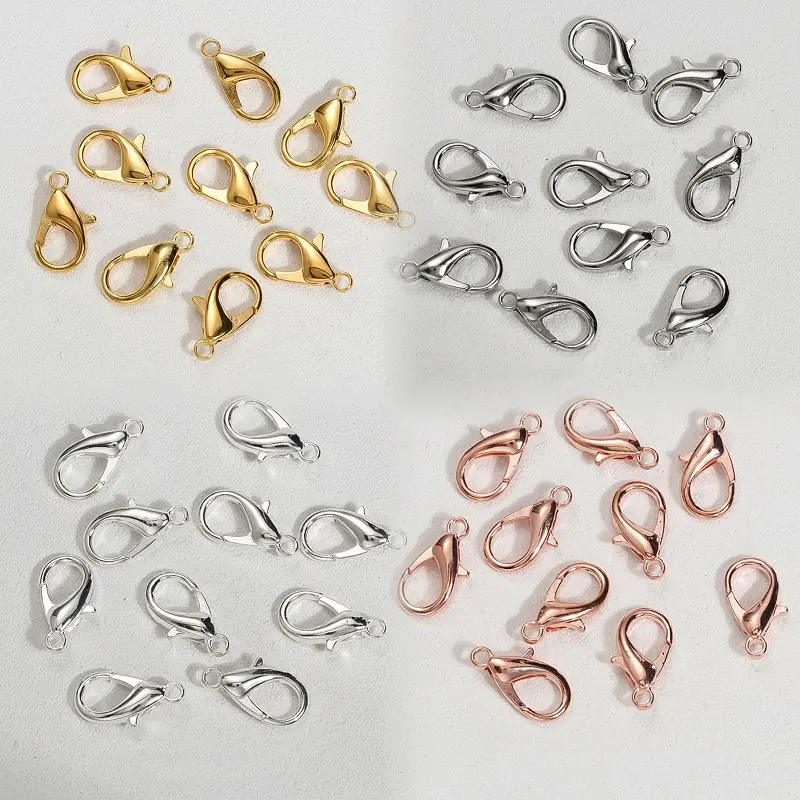 Produção de joias por atacado diy, componentes banhados a ouro colar de aço inoxidável pulseira jóias fecho de lagosta para fabricação de jóias