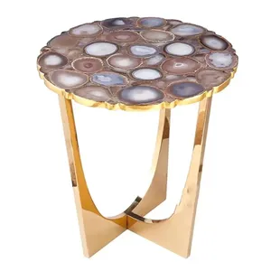 럭셔리 디자인 반투명 마노 돌 Led 네일 바 테이블 사용자 정의 크기 화이트 컬러 바 카운터 테이블