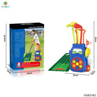 Ensemble complet de mini-golf rose pour enfants, 4 clubs en plastique, 7 balles, 2 drapeaux de trou, tapis, jeux de plage d'été pour toute la famille