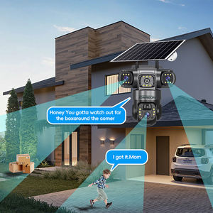 Joareon กล้องวงจรปิดพลังงานแสงอาทิตย์ V380ใหม่, กล้อง CCTV ระบบรักษาความปลอดภัย6MP หน้าจอ3เลนส์และ3เลนส์เครือข่าย Wi-Fi กล้องพลังงานแสงอาทิตย์ PTZ สามเลนส์ - Product Image 5