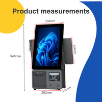 Sistema POS de Autoservicio de 15.6 Pulgadas, Dispositivo con Caja Registradora Android, Pantalla Táctil Dual, Impresora Térmica Integrada de 80 mm y Escáner