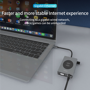 BASIX-<span class=keywords><strong>hub</strong></span> usb tipo c 13 en <span class=keywords><strong>1</strong></span> con cargador inalámbrico, adaptador ethernet para <span class=keywords><strong>Google</strong></span> Chromebook Pixel, estación de acoplamiento usb c - Product Image 6