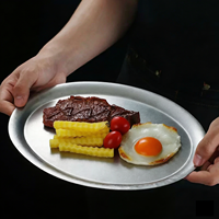 Koreaanse stijl roestvrijstalen serveerschaal, moderne ovale dessertbord voor café, cake, snack, fruitpresentatie, commercieel serviesgoed