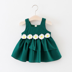 Ropa Infantil de Boutique al por Mayor de Alta Calidad, Vestidos Casuales de Verano con Encaje, Vestidos Sólidos para Niñas Pequeñas - Product Image 1