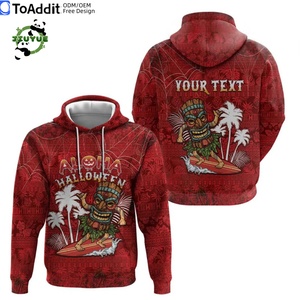 Sweats à capuche pour hommes à imprimé squelette hawaïen personnalisé et bon marché, avec poche à manches longues, chandails d'Halloween Aloha pour hommes - Product Image 1