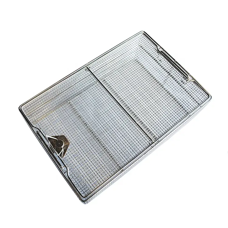 Stainless Steel Mesh Cassette Tray Box Premium Design for Dental Instruments Organizer Mesh Perforated Sterilization Baskets