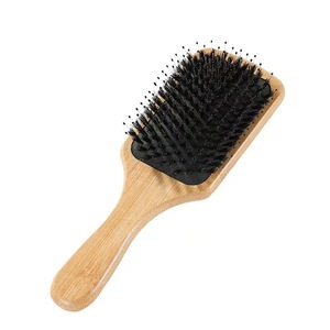 Cepillo de pelo de cerdas de jabalí de bambú grande y portátil para uso doméstico, para un peinado suave y con volumen - Product Image 5
