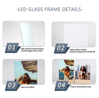 Vente en Gros Usine Cadre Photo en Verre Trempé Personnalisé à Sublimation avec Lumière LED, Formats 6x6 et 6x8 Pouces