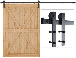 WEKIS Kit de Rieles Deslizantes de Acero para Puertas Correderas Tipo Granero, con Rodillos en Forma de Corazón Retro, Fácil de Instalar, para Armarios y Dormitorios - Product Image 2