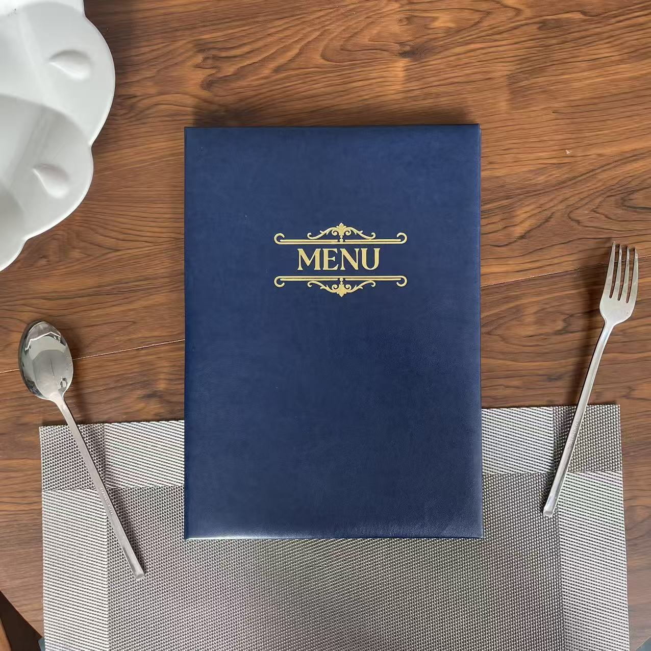 Logotipo del menú de cuero azul2