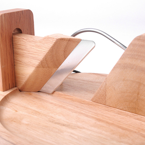 Cortador de jamón de madera natural de primera calidad y cortador de guillotina de salchicha, grosor ajustable, hoja afilada para cocina casera y carnicería - Product Image 6