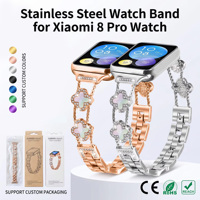 Bracelet de remplacement en acier inoxydable poli à maillons double trèfle de 14 mm pour Xiaomi Watch 8 Pro – Vente en gros