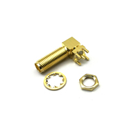 Conector SMA Hembra de Fábrica, Ángulo Recto de 90 Grados, Adaptador de Conector RF con Brida para Panel PCB, Conectores Coaxiales