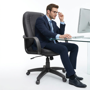 Chaise de bureau exécutive KINSHA, hauteur réglable, en cuir PU, avec roulettes pivotantes, design moderne, pour la maison, le bureau, l'école, la chambre, usage commercial - Product Image 1