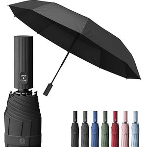 Parapluie noir grand format, drôle et personnalisé, pliable en trois sections, entièrement automatique, avec logo personnalisé, NY - Product Image 2