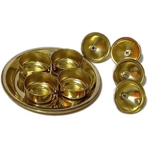 PARIJAT Handicraft Brass Kumkum Chandan Chawal Holder Royal Kumkum Box for <b>Home</b> <b>Temple</b> Gifting Pooja Thali Mandir for Parties - Product Image 1