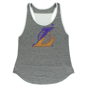 Adidas donna XL Los Angeles Lakers serbatoio energizzato da palestra tessuto a maglia traspirante grigio/bianco/viola con Logo personalizzato - Product Image 1