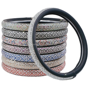 Vente d'Usine Tersline Housse de Volant en PU Rose Fille à 3 Branches avec Strass, Diamants en Cristal Scintillants, Respirante et Antidérapante pour <span class=keywords><strong>Auto</strong></span> - Product Image 2
