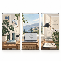 Décoration Murale Esthétique : Ensemble de 3 Pièces de Peinture sur Toile PVC 216g, Illustration Murale Peinte au Spray, Art Mural Suspendu Noir