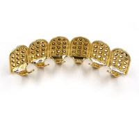 Grillz de Dientes Chapados en Oro con Diamantes de Imitación Estilo Hip Hop para Halloween, Accesorios de Joyería de Moda al por Mayor para Hombre, Caja de Regalo, Estilos de Rapper para Fiestas