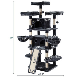 <span class=keywords><strong>Arbre</strong></span> à <span class=keywords><strong>chat</strong></span> XXL pour chats géants avec griffoir, hamac en métal, 3 perchoirs, 7 poteaux en sisal, <span class=keywords><strong>2</strong></span> grands condos, panier suspendu - Product Image 5