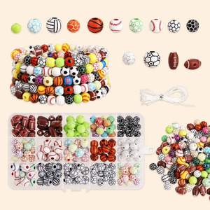 Kit de Fabricación de Pulseras Deportivas para Niños, Cuentas de Fútbol, Baloncesto, Béisbol, Fútbol Americano, Tenis, Set de Manualidades de Joyería DIY - Product Image 1
