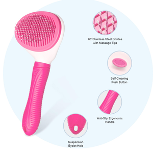 Cepillo y Peine Autolimpiante para Perros, Fácil de Usar, Diseño Simple de Plástico, Removedor de Pelo de Perro - Product Image 4