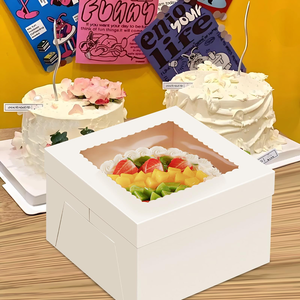 Boîte à gâteau carrée blanche très vendue avec fenêtre en PVC - Product Image 4