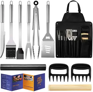 GreenEarth Conjunto de utensílios para churrasco em aço inoxidável portátil, ferramentas para grelhar ao ar livre, incluindo limpador resistente ao calor