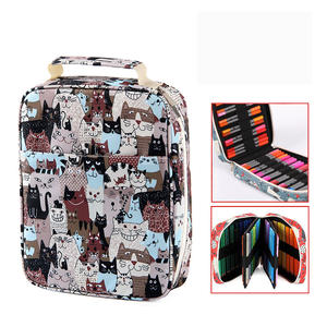 Trousse de rangement en tissu pour étudiants et artistes, avec compartiment pour stylos gel et crayons, fermeture éclair, motif floral - Product Image 2