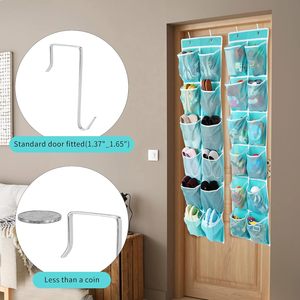 Over The Door <b>Shoe</b> Organizer 12 Pockets Turquoise Hanging Storage For <b>Shoes</b> Behind Door Wall Mount <b>Hook</b> Type - Product Image 6