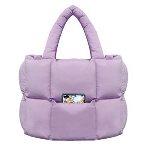 Custom Light Weight Puffer <b>Nylon</b> <b>Tote</b> Shoulder <b>Bag</b> <b>With</b> Adjustable Crossbody Strap Large Quilted Puffy Women's Handbag - Product Image 2