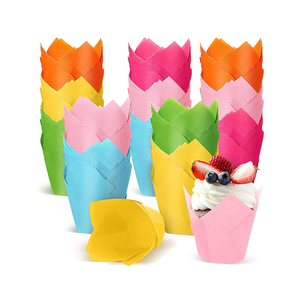 100 cái/túi Khác Nhau Tulip Giấy Cúpcake Lót Cao Cấp Muffin Khay Để Nướng Không Thấm Mỡ Bánh Giấy Gói Trong Kích Thước Tiêu Chuẩn - Product Image 1