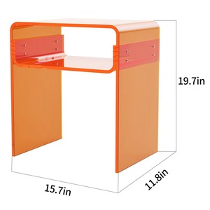 Tavolino da Caffè OEM in Acrilico Trasparente a Forma di U, Comodino Moderno Arancione con Vano Portaoggetti per Soggiorno e Appartamento - Product Image 4