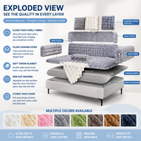 Housse de canapé en peluche Cloud Touch pour salon, fausse fourrure de lapin, luxe moderne, super douce et chaude, housse de canapé sectionnel 4 places, lavable