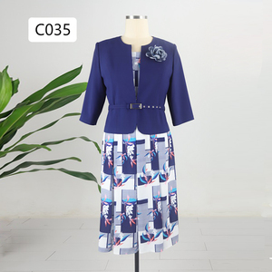Trajes de Vestir con Estampado Moderno Azul para Mujer, Conjuntos de Ropa para Mujer Talla Grande, Traje de Iglesia para Dama - Product Image 1