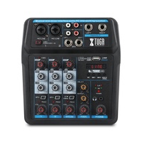 XTUGA AM4 Mixeur audio USB 4 canaux léger et portable en métal+ABS avec alimentation fantôme 48V pour usage domestique, bar et DJ