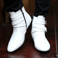 Bottes montantes en microfibre à bout rond, pointures 39-47, chaussures décontractées de style britannique pour hommes, doublure en maille, automne/printemps/hiver