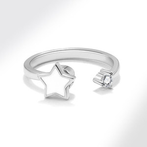 Factory Wholesale fashion jewelry minimalist adjustable enamel Star <b>ring</b> Copper Gold Plated anxiety <b>spin</b> <b>rings</b> For Girls - Product Image 3