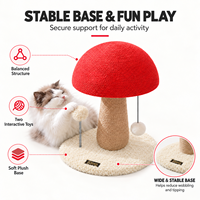 Poteau à gratter pour chat en sisal en forme de champignon, petit arbre à chat avec jouet suspendu, anti-chute pour chats d'intérieur, protège les meubles