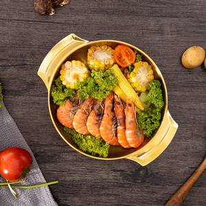 Commercial Korean Cookware Various Sizes Seafood Pot Stainless Steel Double Ear Gold <strong>Paella</strong> <strong>Pan</strong> - Product Image 4