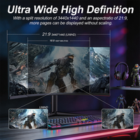 Monitor Gaming Lengkung 34 Inci 165Hz 1ms 3440x1440 1500R FreeSync 4000:1 Panel VA Layar Ultrawide dengan Dual HD
