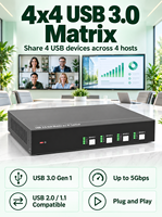 4x4 USB-Sharing-Matrix-Switch 5V900mA USB-A Stromversorgung Einfaches Plug-and-Play für Büropräsentationen und Veranstaltungen