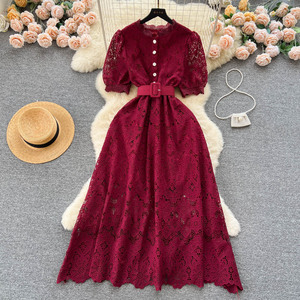HANOU vestido femenino verano encaje bordado luz lujo Socialite alto grado sentido del temperamento hija sentido princesa vestido - Product Image 6