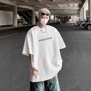 <span class=keywords><strong>Camiseta</strong></span> de <span class=keywords><strong>Manga</strong></span> <span class=keywords><strong>Corta</strong></span> para Hombre, Estilo Urbano Americano 2025, Diseño Exclusivo de Verano, con <span class=keywords><strong>Hombreras</strong></span>, Marca de Moda, Estampado 3D con Letras - Product Image 2
